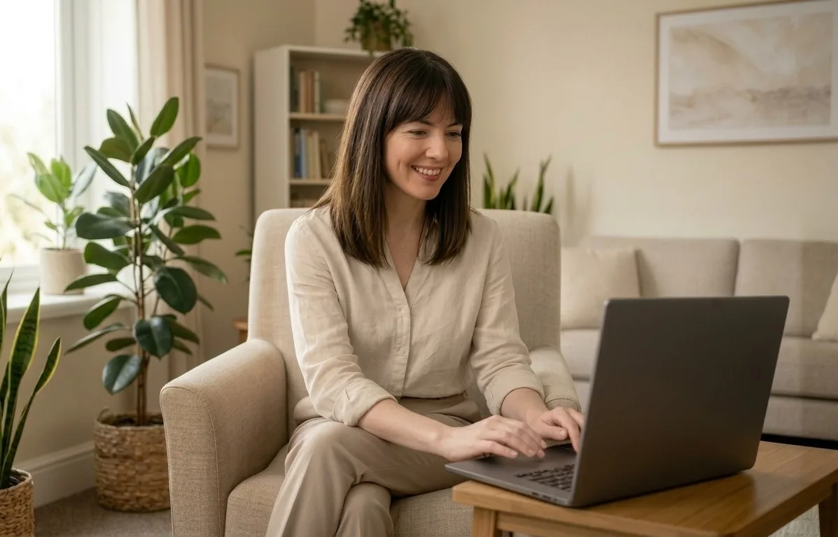 Fotografia profissional da Dra. Caroline Andrade em seu consultório.